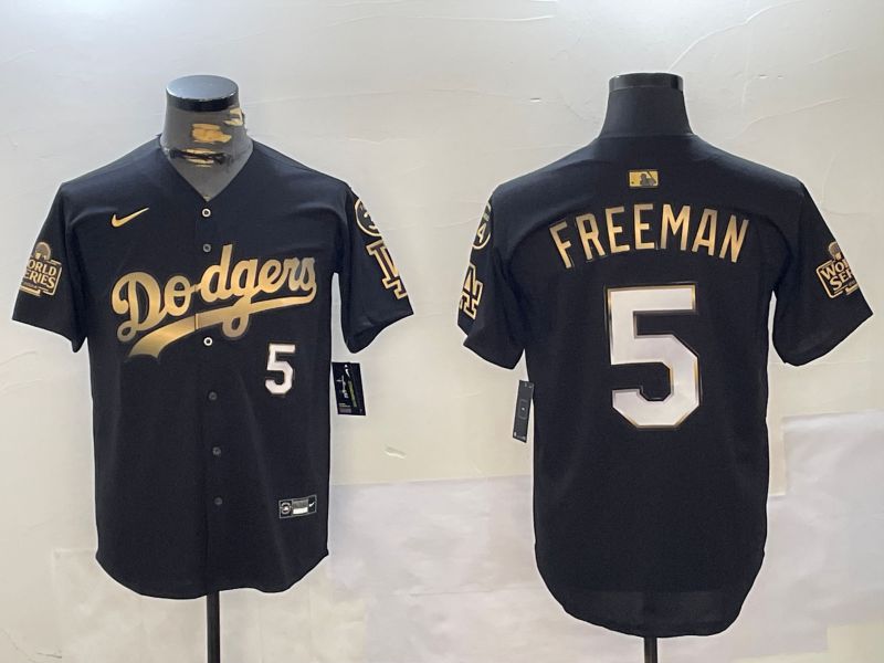 Men Los Angeles Dodgers #5 Freeman Black Gold Game 2024 Nike MLB Jersey style 11201